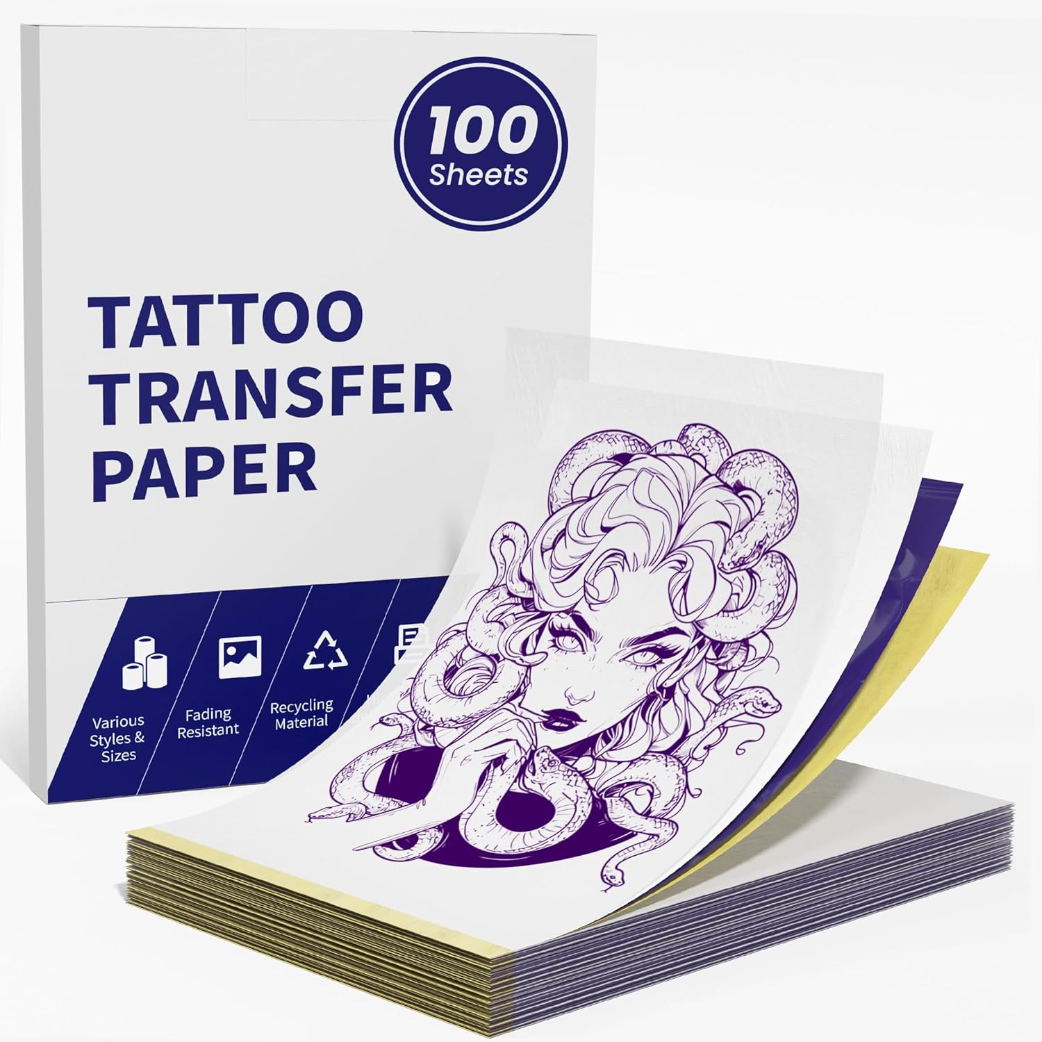 TATTMUS Tatto Transfe Paper 100pc A Siz 8.26inc 11.69inch Therma Stenci Paper Layer Tracin Paper Compatibl wit M08F/A886/A887/P90/ITP0 Printe Tatto Ki Supplies