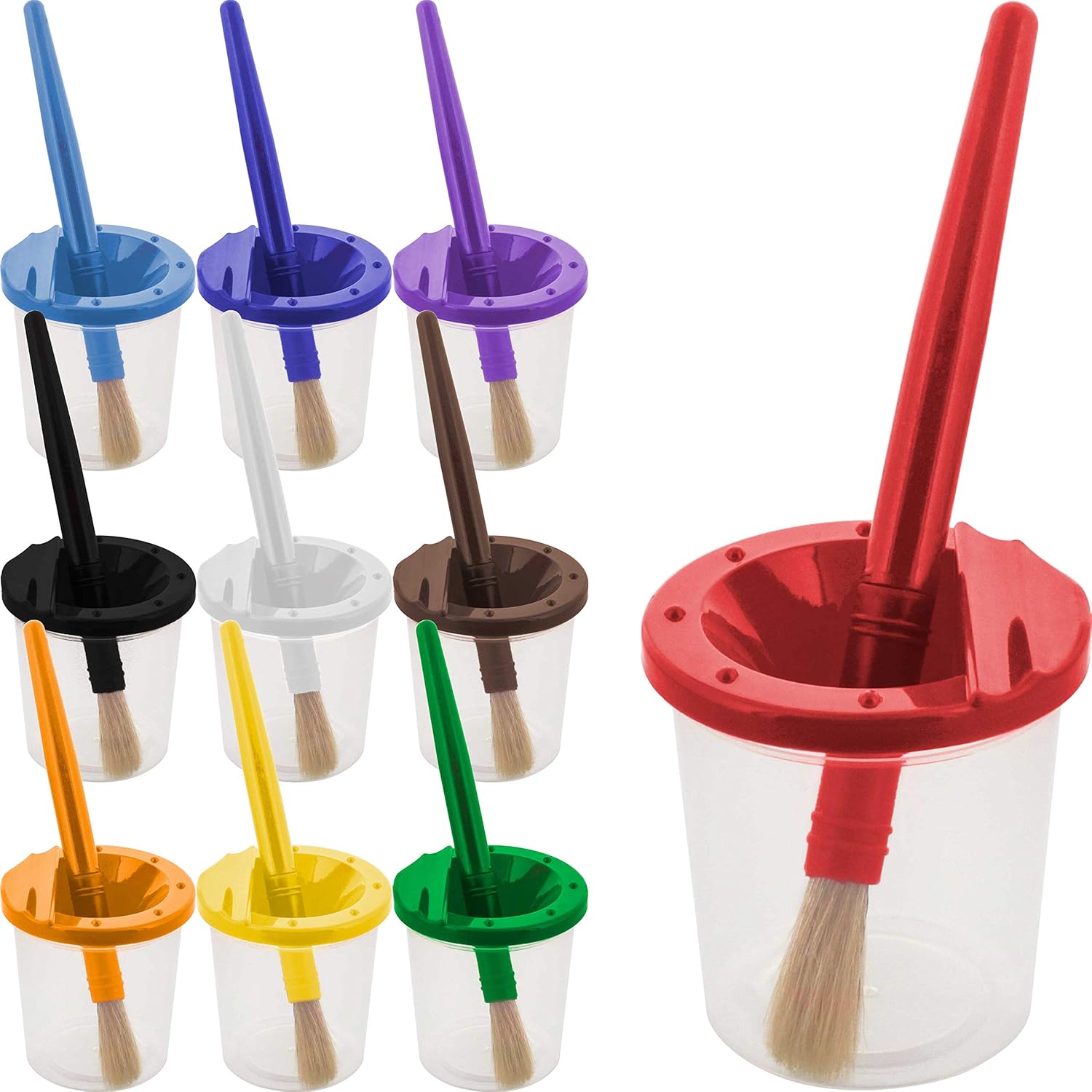 U.S Ar Suppl 1 Piec Children' N Spil Pain Cup wit Colore Lid an 1 Piec Larg Roun Brus Se wit Plasti Handles