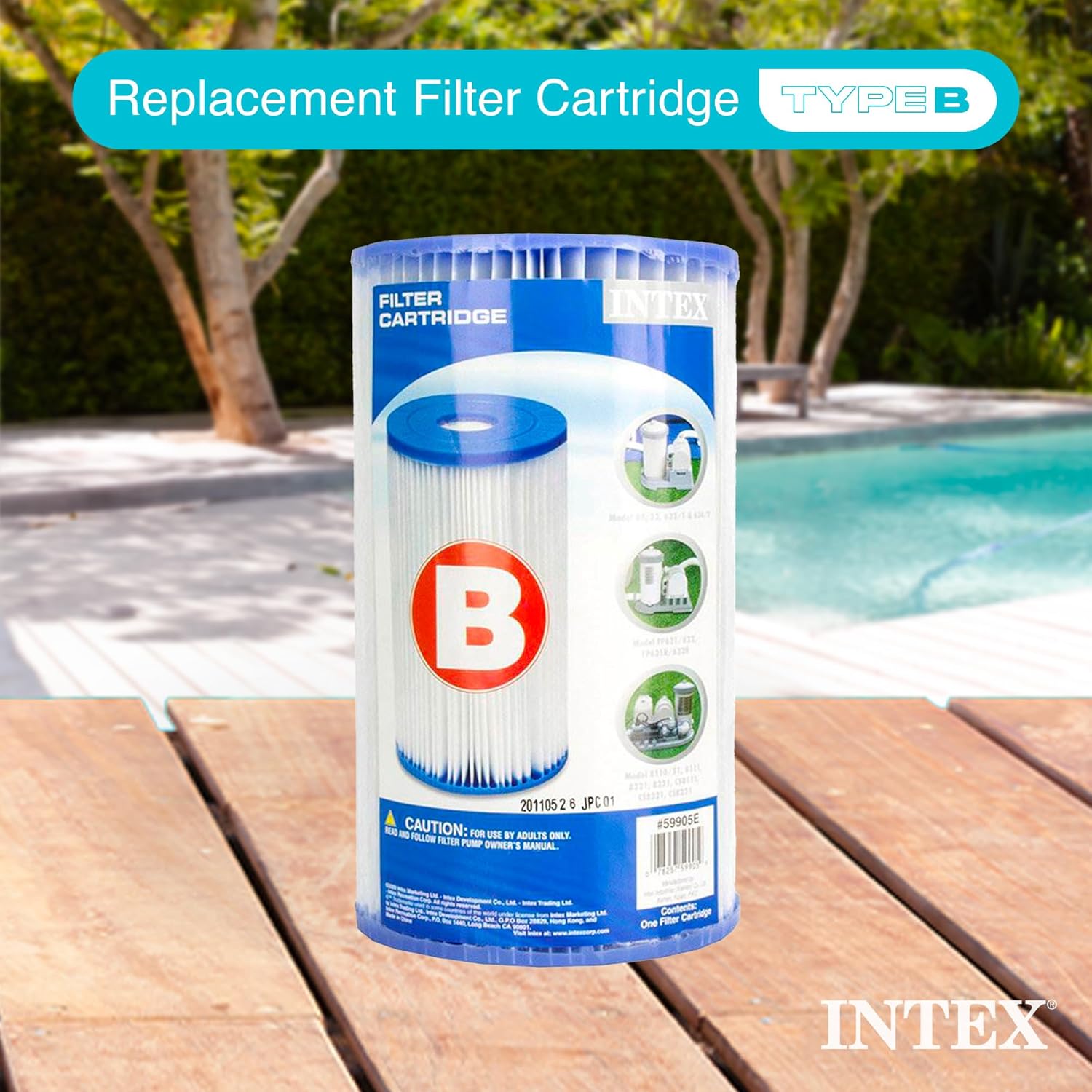 Intex 29005E Type B Pool Filter Cartridge Filter Pumps ¨C Easy-to-Clean ¨C Dacron Paper ¨C Efficient Filtration ¨C 4 Pack