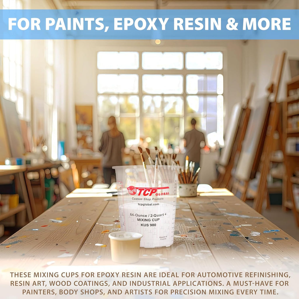 Custo Sho Pain Mixin Cups 64-Ounc (1 Pack Plasti Measurin Cup fo Liquids Automotiv Painting Epox Resin Acryli Arts Crafts Disposabl o Reusable Graduated Mixin Ratios