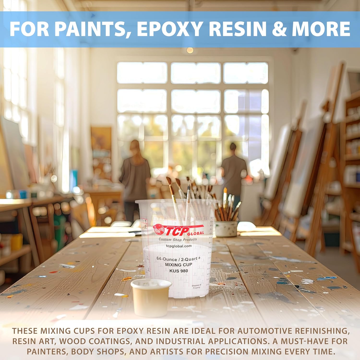 Custo Sho Pain Mixin Cups 64-Ounc (1 Pack Plasti Measurin Cup fo Liquids Automotiv Painting Epox Resin Acryli Arts Crafts Disposabl o Reusable Graduated Mixin Ratios