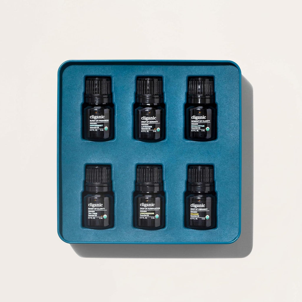 Cligani Organi Aromatherap Essentia Oil Se (To  Th Essentials) 100 Pur Natura Peppermint Lavender Eucalyptus Te Tree Lemongras Orang (Packagin Ma Vary)