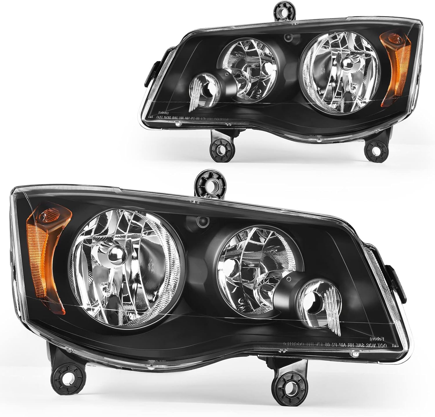 DWVO Headlights Assembly Compatible with 2011-2020 Dodge Grand Caravan 2008-2016 Chrysler Town & Country Headlamp Replacement Pair Driver and Passenger Side