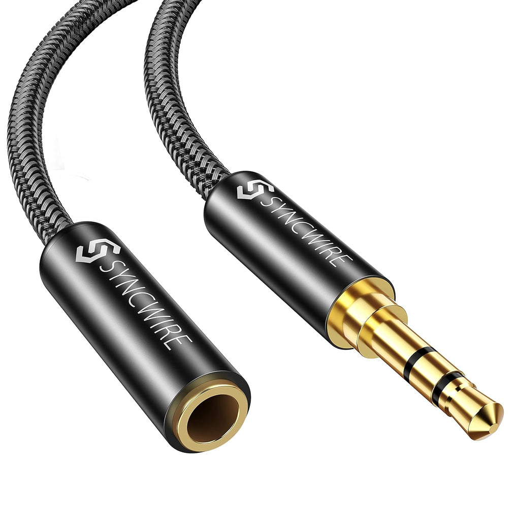 Headphon Extensio Cabl 6F [Hi-F Sound][Gol Plate Jack][TRS Nylon-Braide 3.5m Mal t Femal Audi Extensio Cor Compatibl wit iPhon iPa Smartphon Tablet Medi Players