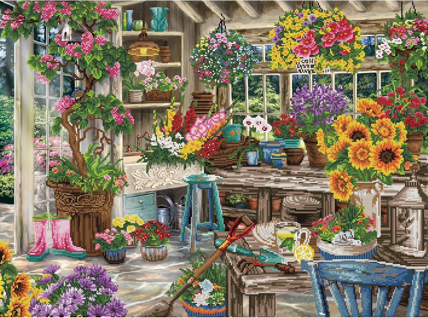 DIAMON DOT Gardener' Paradis Flora Diamon Paintin Kit fo Adult Diamon Ar Kit Relaxin Creativ Craf Ki wit Dot Gem 29.1inchx39.4inch