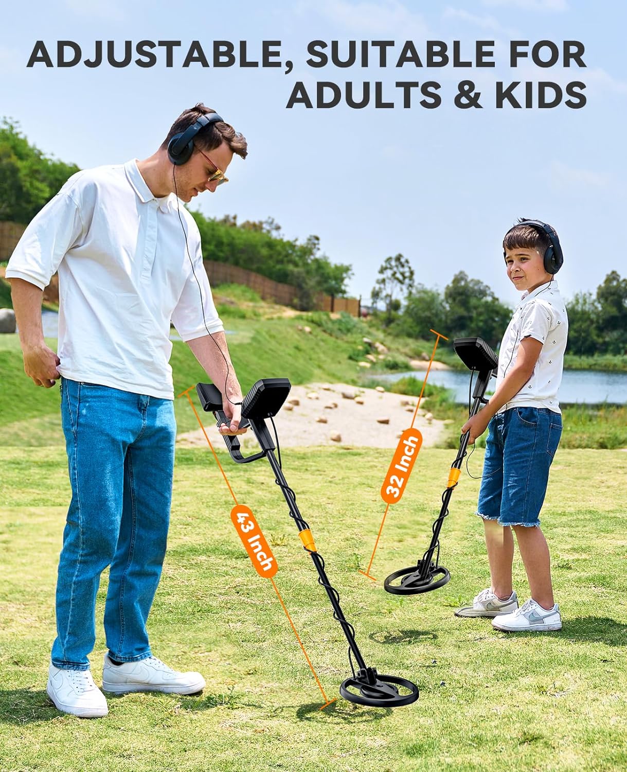 SUNPOW Metal Detector for Adults & Kids, Kids Metal Detector kit Waterproof for Gold Detecting, Stable Anti-Interference, Higher Accuracy, Bigger LCD Display, 4 Modes, 8inch Search Coil, MD13
