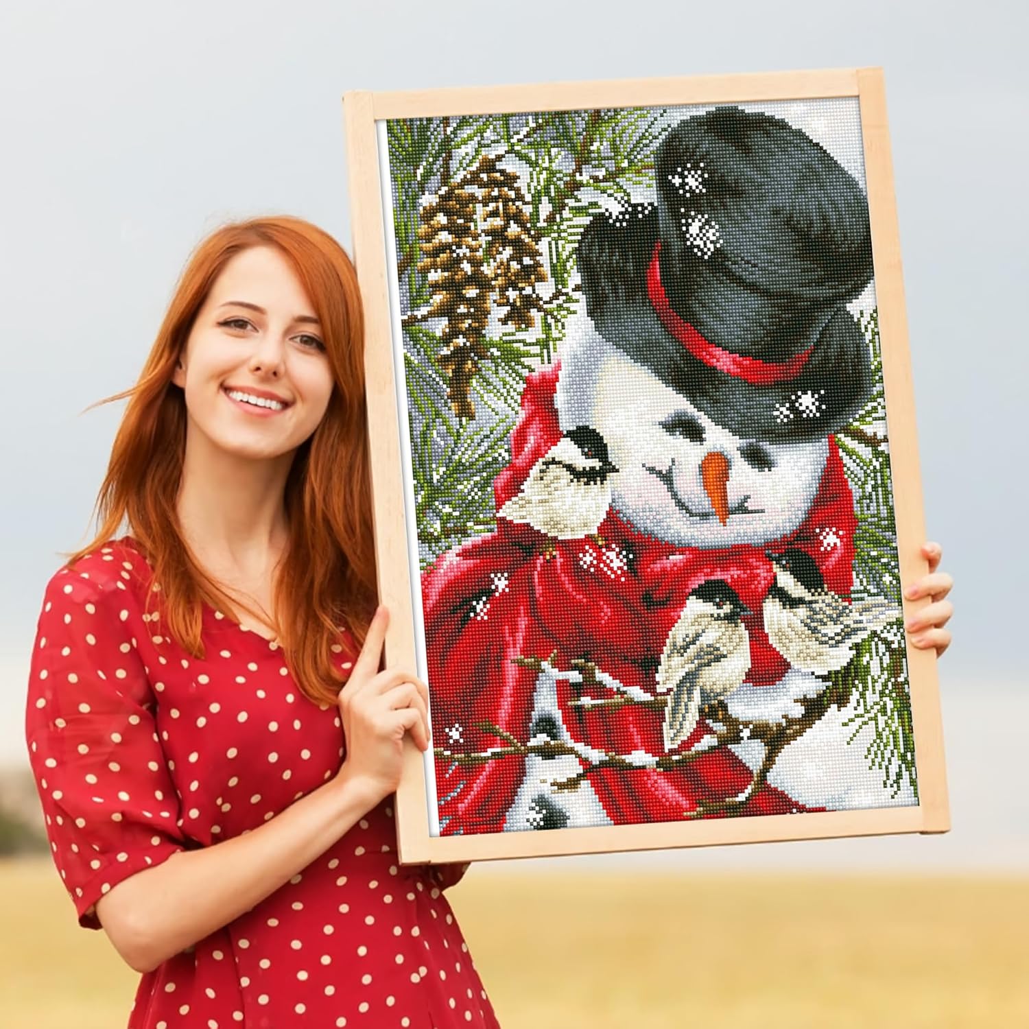 DIAMON DOT M Littl Friend Snowma Diamon Paintin Kit fo Adult Diamon Ar Kit Relaxin Creativ Craf Ki wit Dot Gem 22.4inchx16.5inch
