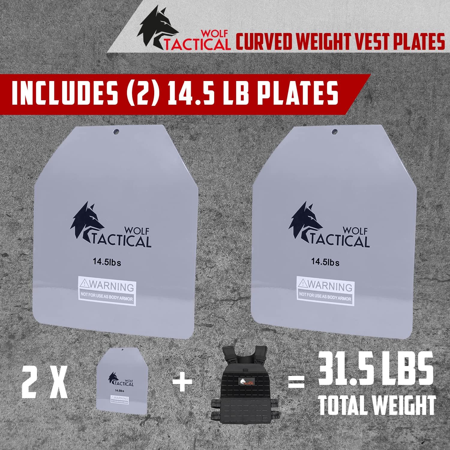 WOLF TACTICAL Curved Weight Vest Plates ¨C 5.75/8.75/14.5LB Pairs ¨C Contoured Ergonomic Fit ¨C WODs, Strength Training, Running, Heavy Workouts