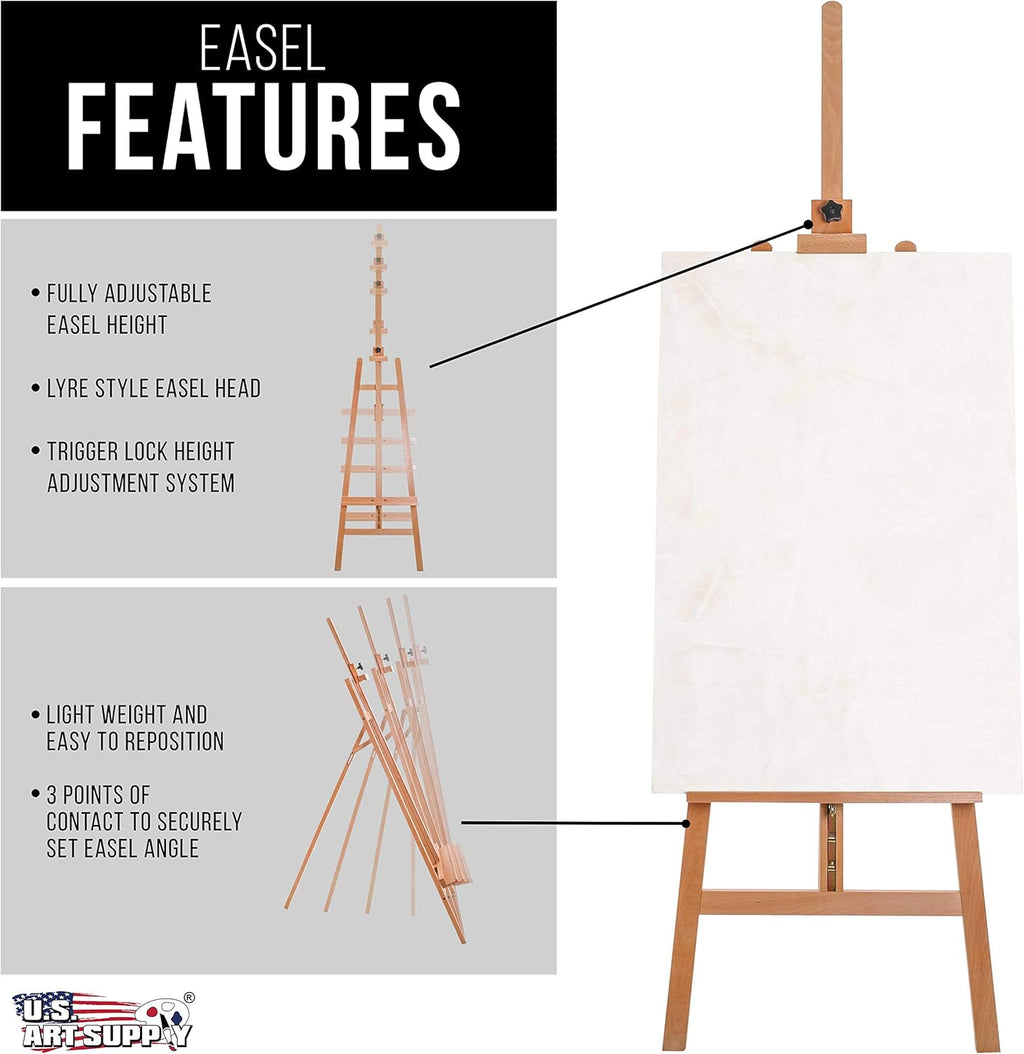 U.S Ar Suppl 64inc t 89inc L Joll Classi A-Fram Woo Easel Lyr Styl Studi Ease Woode Artist Floo Stand Sturdy Adjustabl Heigh t 48inc Canva Painting Drawing Sig Display