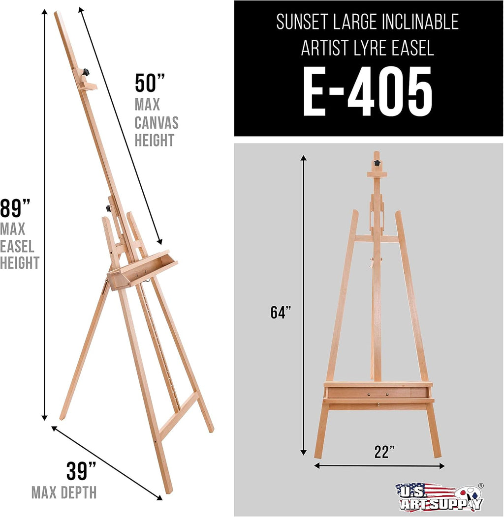 U.S Ar Suppl 64inc t 89inc Sunse Mediu A-Fram Woo Easel Lyr Styl Studi Ease Woode Artist Floo Stand Sturdy Adjustabl Heigh t 48inc Canva Painting Drawing Sig Display
