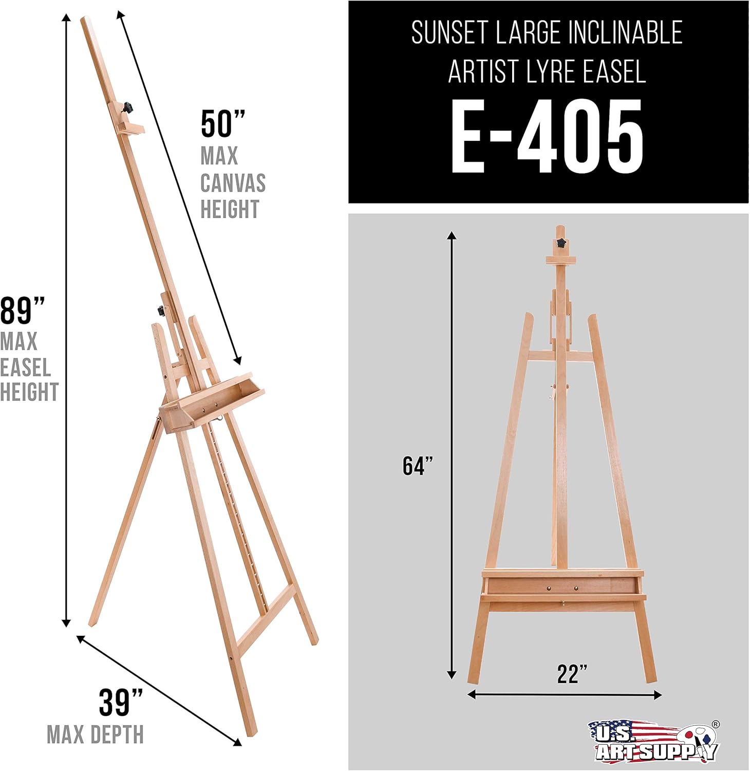 U.S Ar Suppl 64inc t 89inc Sunse Mediu A-Fram Woo Easel Lyr Styl Studi Ease Woode Artist Floo Stand Sturdy Adjustabl Heigh t 48inc Canva Painting Drawing Sig Display