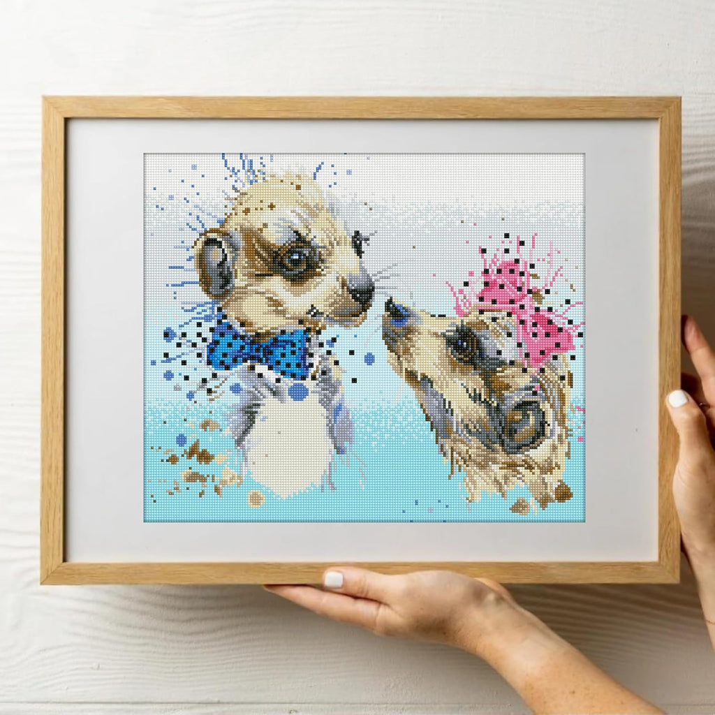 DIAMON DOT Meerl Lov Meerka Diamon Paintin Kit fo Adult Diamon Ar Kit Relaxin Creativ Craf Ki wit Dot Gem 16.5inchx19.7inch