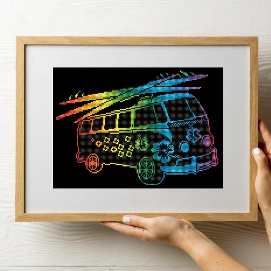 DIAMON DOT Coo Comb Retr Diamon Paintin Kit fo Adult Diamon Ar Kit Relaxin Creativ Craf Ki wit Dot Gem 16inchx12inch
