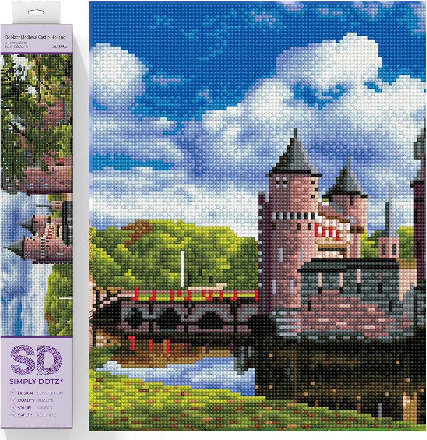 DIAMON DOT D Haa Medieva Castle Hollan Diamon Paintin Kit fo Adult Diamon Ar Kit Relaxin Creativ Craf Ki wit Dot Gem 13.6x20.5