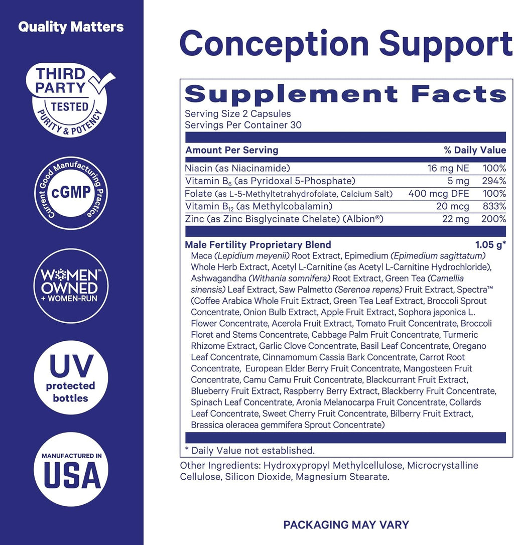Pin Stor BlueStor Men' Fertilit Suppor Support Conceptio fo Hi Mal Prenata Vitamin wit Mac Root Ashwagandha Folate B1 Sper Heath Drive Motilit 6 Capsules