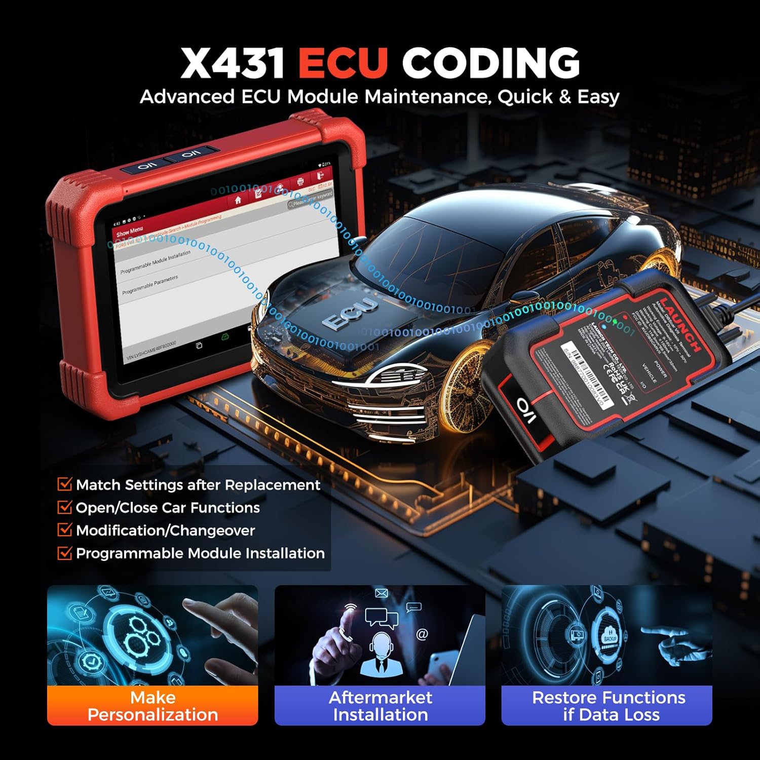 LAUNC X43 CRP919XB OBD Scanner 202 Wireles Bidirectiona Sca Too wit DBSCa VI Connector EC Coding FC AutoAuth 2-Yea Fre Update V.A. Guide 35 Services Al Systems CANFD