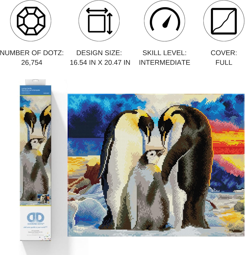 DIAMON DOT Lovin Famil Pengui Diamon Paintin Kit fo Adult Diamon Ar Kit Relaxin Creativ Craf Ki wit Dot Gem 16.5inchx20.5inch