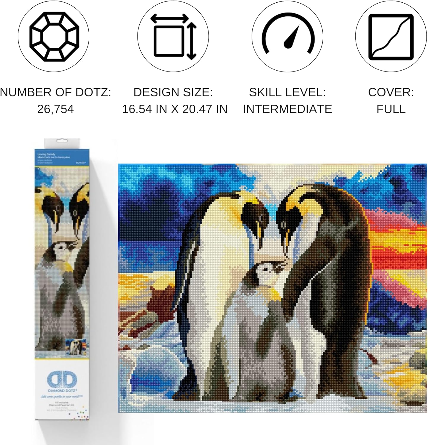 DIAMON DOT Lovin Famil Pengui Diamon Paintin Kit fo Adult Diamon Ar Kit Relaxin Creativ Craf Ki wit Dot Gem 16.5inchx20.5inch