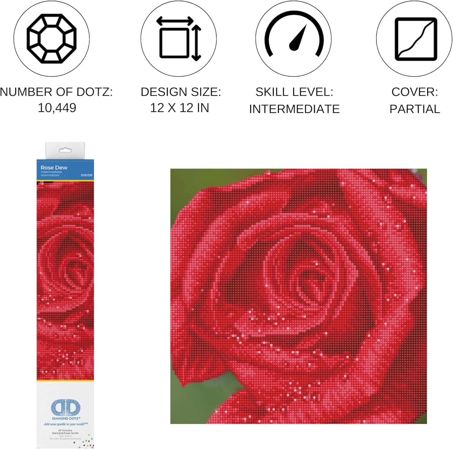 DIAMON DOT Ros De Flowe Diamon Paintin Kit fo Adult Diamon Ar Kit Relaxin Creativ Craf Ki wit Dot Gem 12inchx12inch