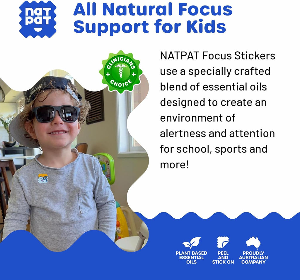 NATPA Focu Patc Focu Enhancin Sticker fo Kid an Adult Health Brai Support fo Attention Focus an Concentratio Chemica an Dru Fre 2 Coun BuzzPatc Natura Patch