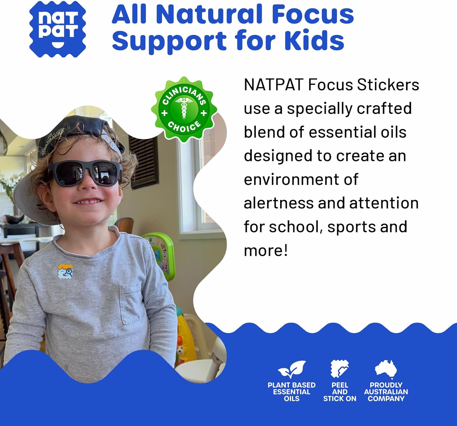 NATPA Focu Patc Focu Enhancin Sticker fo Kid an Adult Health Brai Support fo Attention Focus an Concentratio Chemica an Dru Fre 2 Coun BuzzPatc Natura Patch