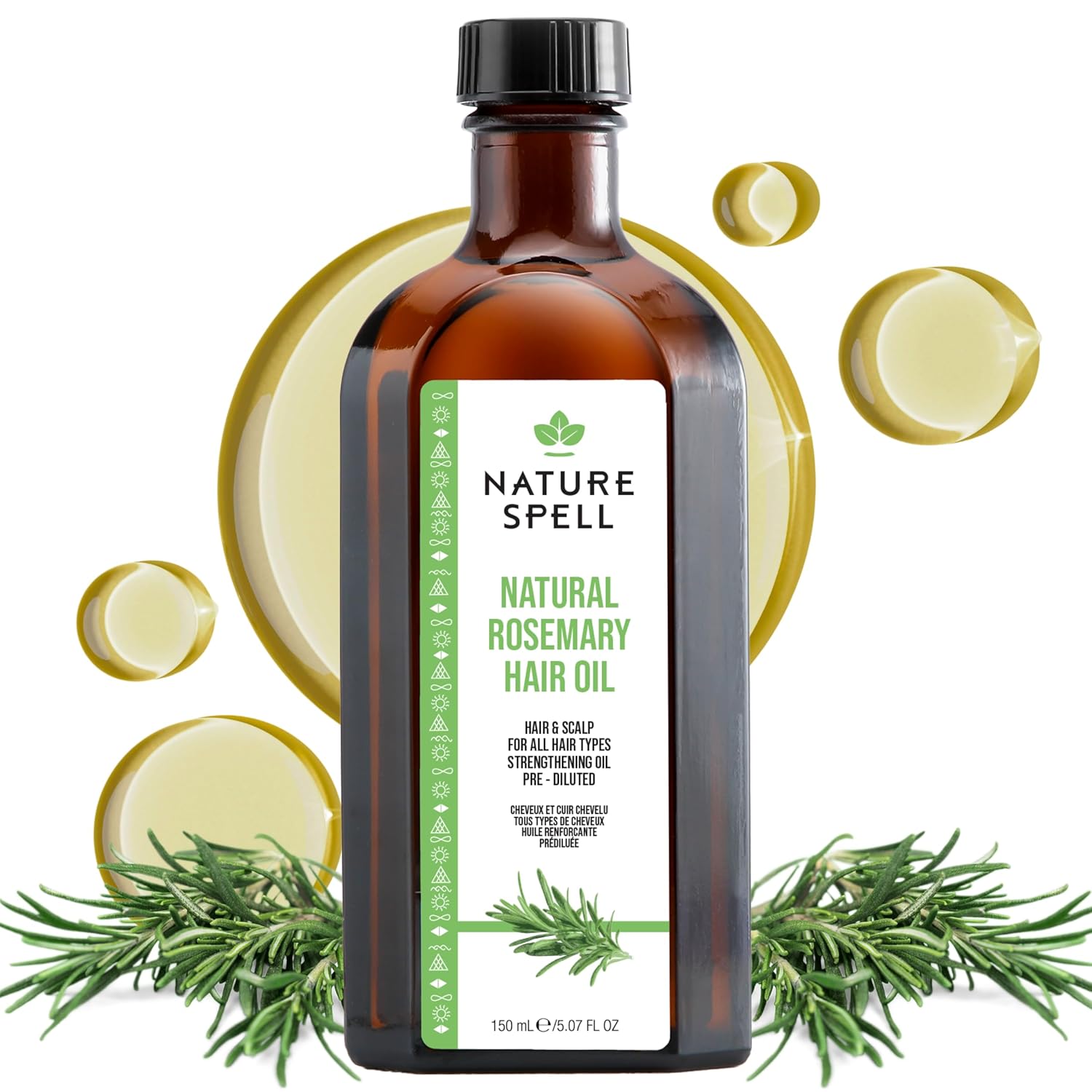 Natur Spel Rosemar Oi Fo Hai Growth Pre-Dilute Hai Scal Oi Nourishe Dry Damage Hair Fo Wome Men 5.0 F Oz