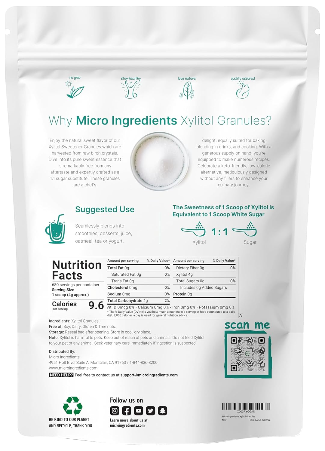 Xylito Sweetener Pounds Natura Sweetener 1: Suga Substitut an Lo Calorie Grea fo Bakin an Cooking N Afte Taste Ket Friendly