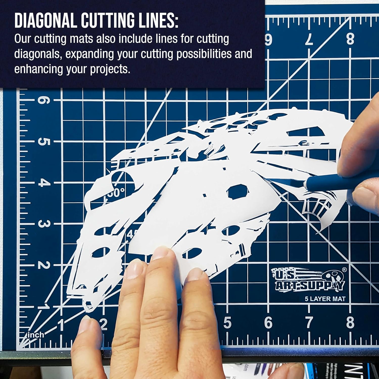 U.S. Art Supply 36inch x 48inch Self-Healing Cutting Mat 5-Ply - Double-Sided White/Blue Craft Mat, Non-Slip Cutting Mats for Crafts, Sewing, Quilting, Scrapbooking