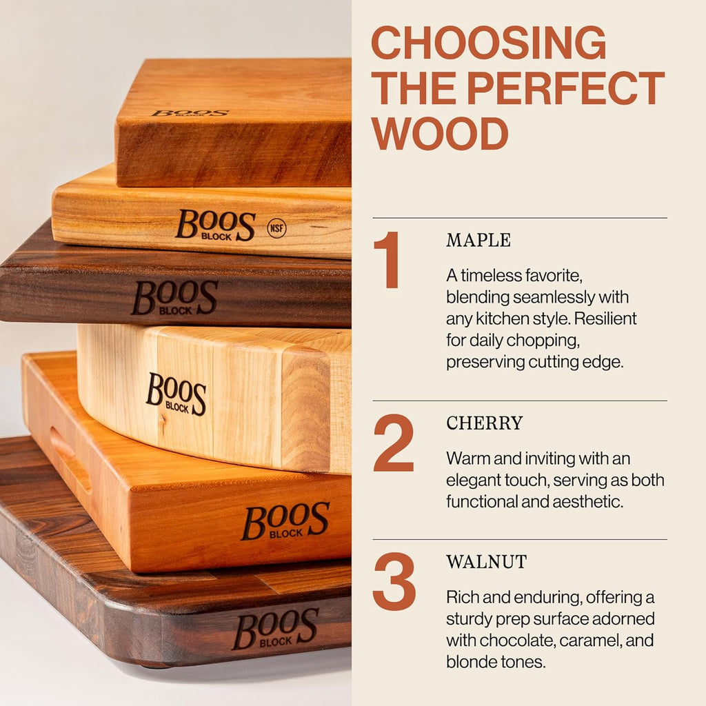 John Boos Chop-N-Slice Series Rectangular Wooden Maple Cutting Board 18¡±x12¡± ¨C 1.25¡± Thick, 8-lb Reversible Butcher Block with Eased Corners, Edge-Grain & Finger Grips ¨C Made in the USA