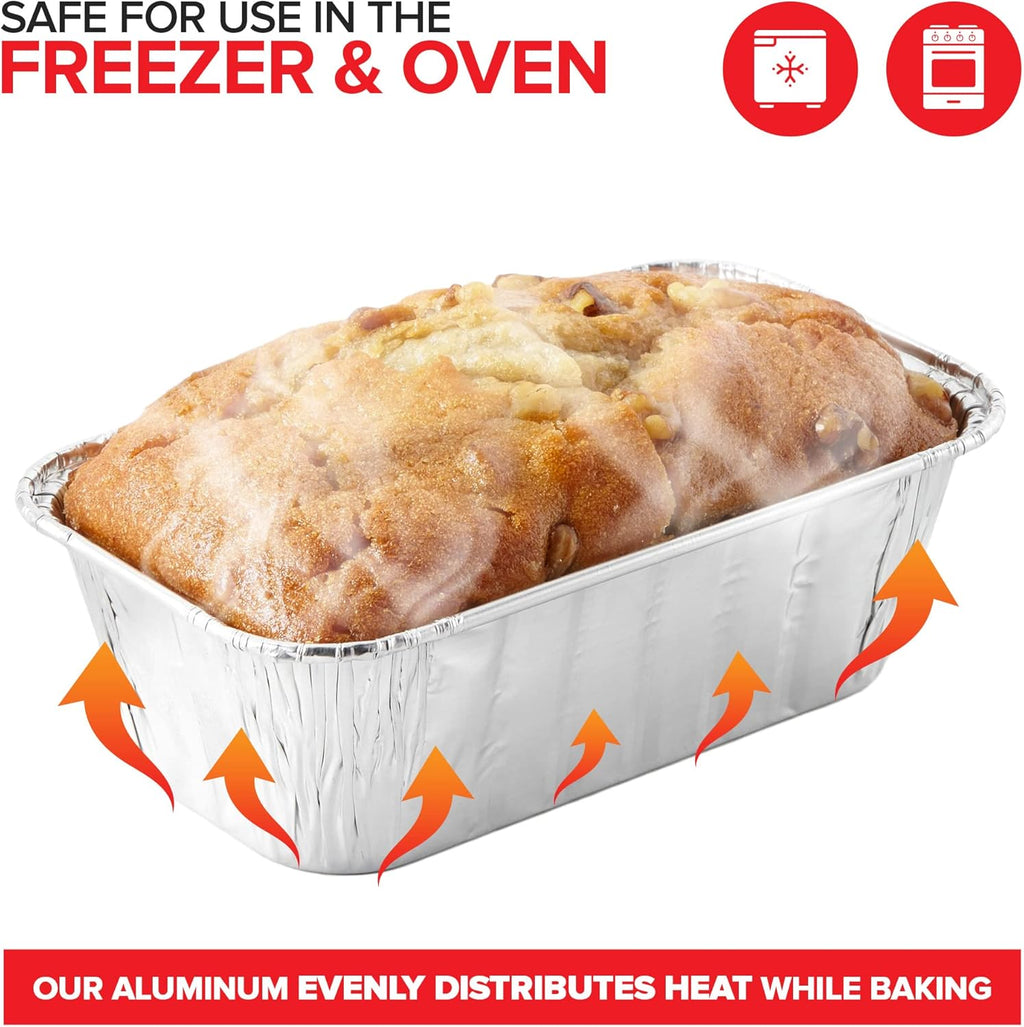 Stock Your Home Aluminum Pans Mini Loaf Pans (50 Pack) 1 Lb Aluminum Foil Tin Pans, Small Loaf Pans ¨C 1 Pound Disposable Baking Pans Perfect for Baking Cakes, Bread Loaves - 6 x 3.5 x 2