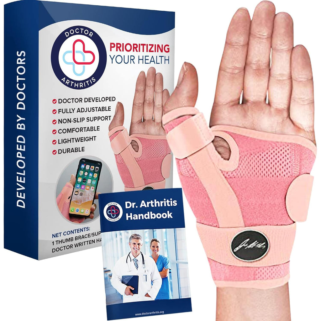 Doctor Developed Ergonomical Thumb Brace Support Right Hand or Left Hand for Arthritis Pain and Support, Thumb Spica Splint for Trigger Thumb, Thumb Stabilizer for Tendonitis, Sprain (Pink/1 Pack)