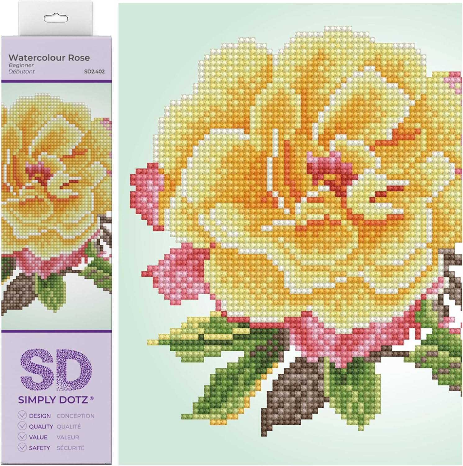 DIAMON DOT Watercolou Ros Diamon Paintin Kit fo Adult Diamon Ar Kit Relaxin Creativ Craf Ki wit Dot Gem 9.1x9.8