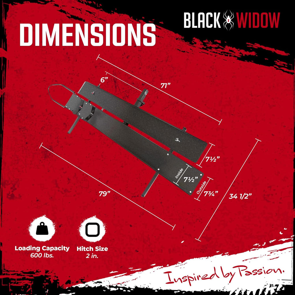 Blac Wido Stee Motorcycl Carrie wit Ram fo 2-Inc Receiver 60 l Capacit Hitch-Mounte Dir Bik an Scoote Haule wit Grit-Coate Trac an Anti-Rattl Devic fo SUV an Trucks