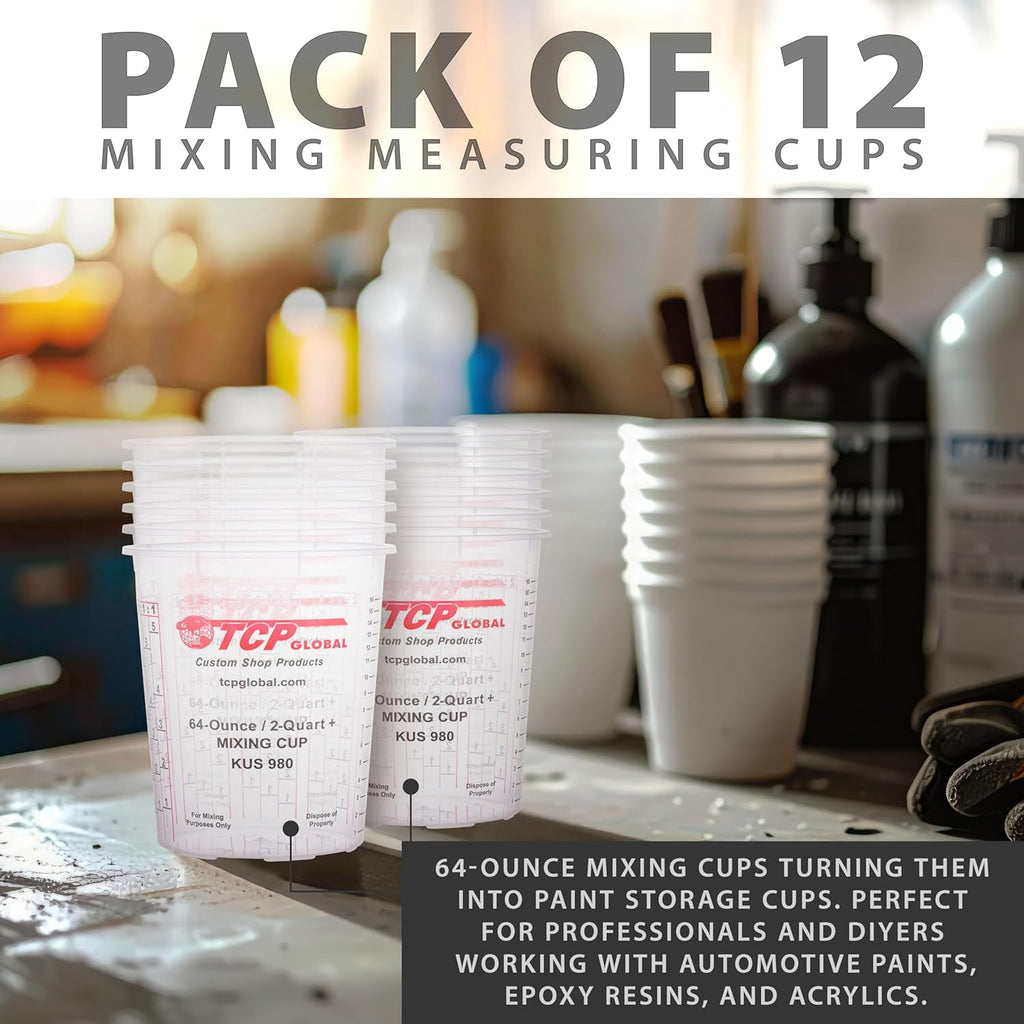 Custo Sho Pain Mixin Cups 64-Ounc (1 Pack Plasti Measurin Cup fo Liquids Automotiv Painting Epox Resin Acryli Arts Crafts Disposabl o Reusable Graduated Mixin Ratios