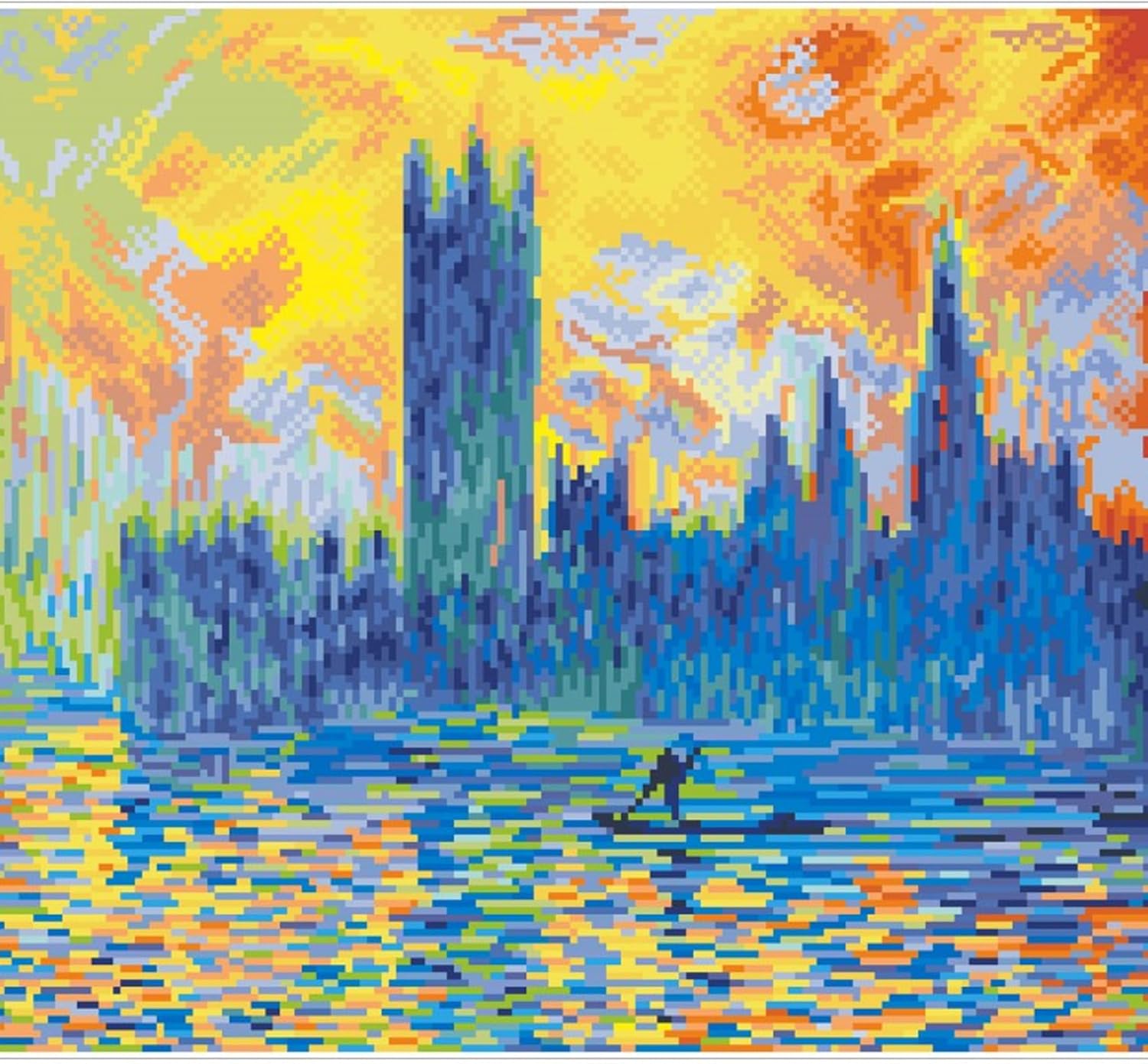 DIAMON DOT Londo Parliamen i Winte (apr? Monet Landscap Diamon Paintin Kit fo Adult Diamon Ar Kit Relaxin Creativ Craf Ki wit Dot Gem 18.1inchx16.1inch