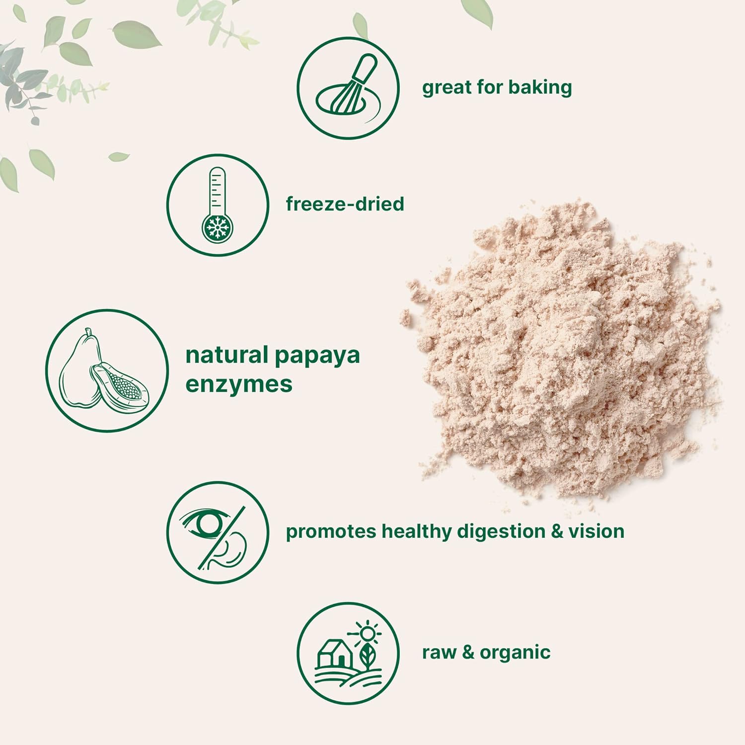Organi Papay Powder 8o 100 Natura Frui Powde Freeze-Drie Papaya Sourc N Suga Additive Grea Flavo fo Drinks Smoothie Beverage Non-GM Vega Friendly
