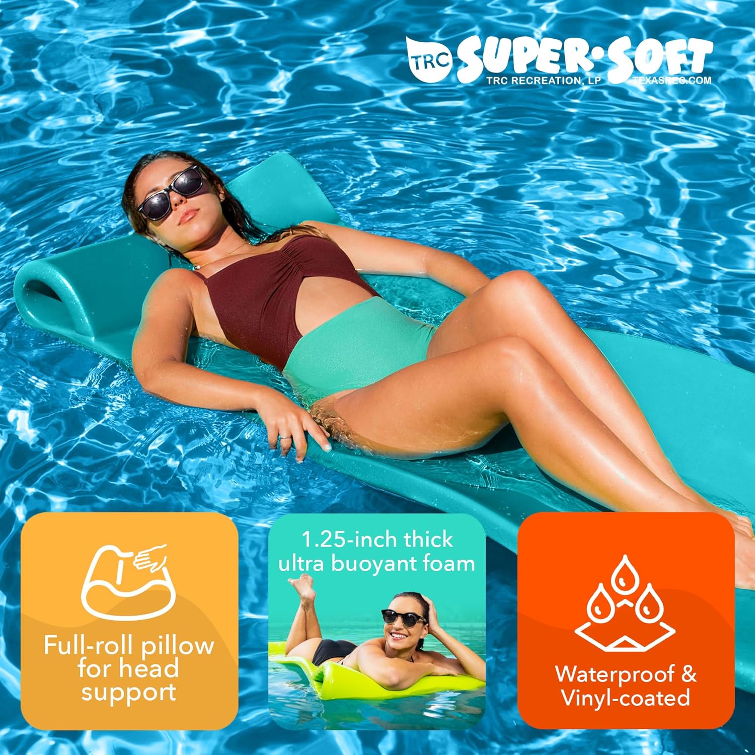 TRC Recreation Foam Swimming Pool Float, Floating Water Lounger, Splash 1.25¡±