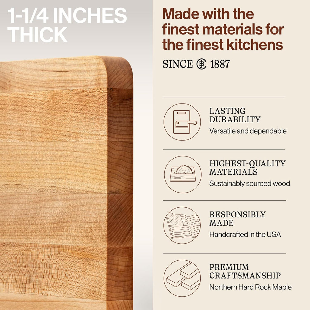 John Boos Chop-N-Slice Series Rectangular Wooden Maple Cutting Board 18¡±x12¡± ¨C 1.25¡± Thick, 8-lb Reversible Butcher Block with Eased Corners Edge-Grain ¨C Made in the USA