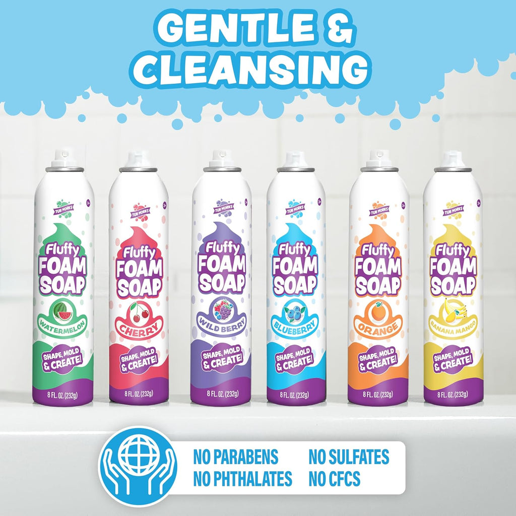 Tu Works Fluff Foa Soap Variet Pac Shape Mol Creat Bat Ar wit Sof Bat Foa fo Kid Gentle Cleansin Kid Bat Soa Easy-to-Us Spra Nozzle Fruity Fu Bat Colors