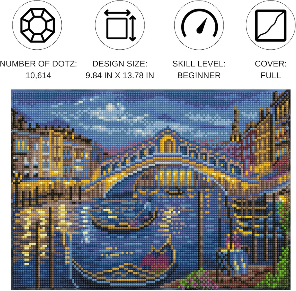 DIAMON DOT Evenin Strol t Th Rialt Bridg Diamon Paintin Kit fo Adult Diamon Ar Kit Relaxin Creativ Craf Ki wit Dot Gem 9.8x13.8