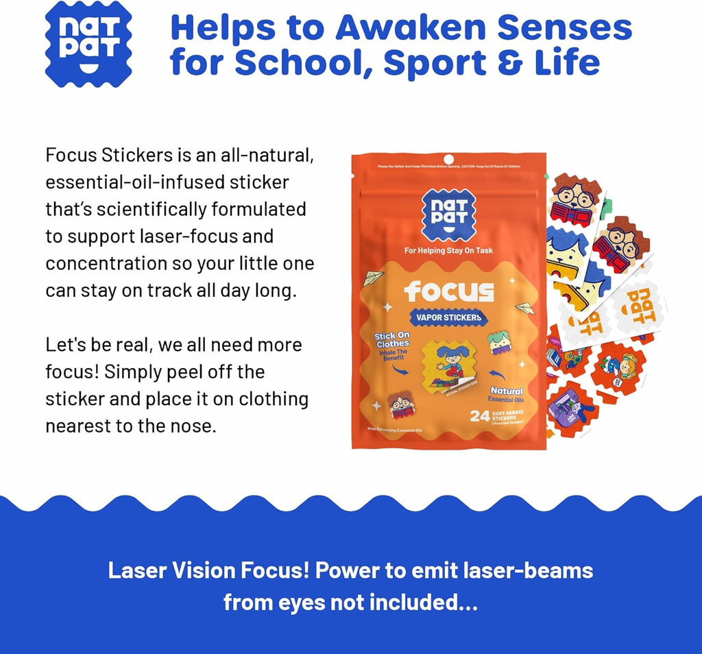 NATPA Focu Patc Focu Enhancin Sticker fo Kid an Adult Health Brai Support fo Attention Focus an Concentratio Chemica an Dru Fre 2 Coun BuzzPatc Natura Patch