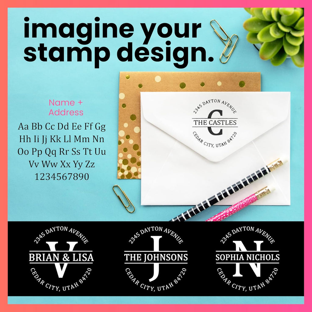 ExcelMar Custo Addres Stamp Self-Inkin Monogra Addres Stamp Personalized