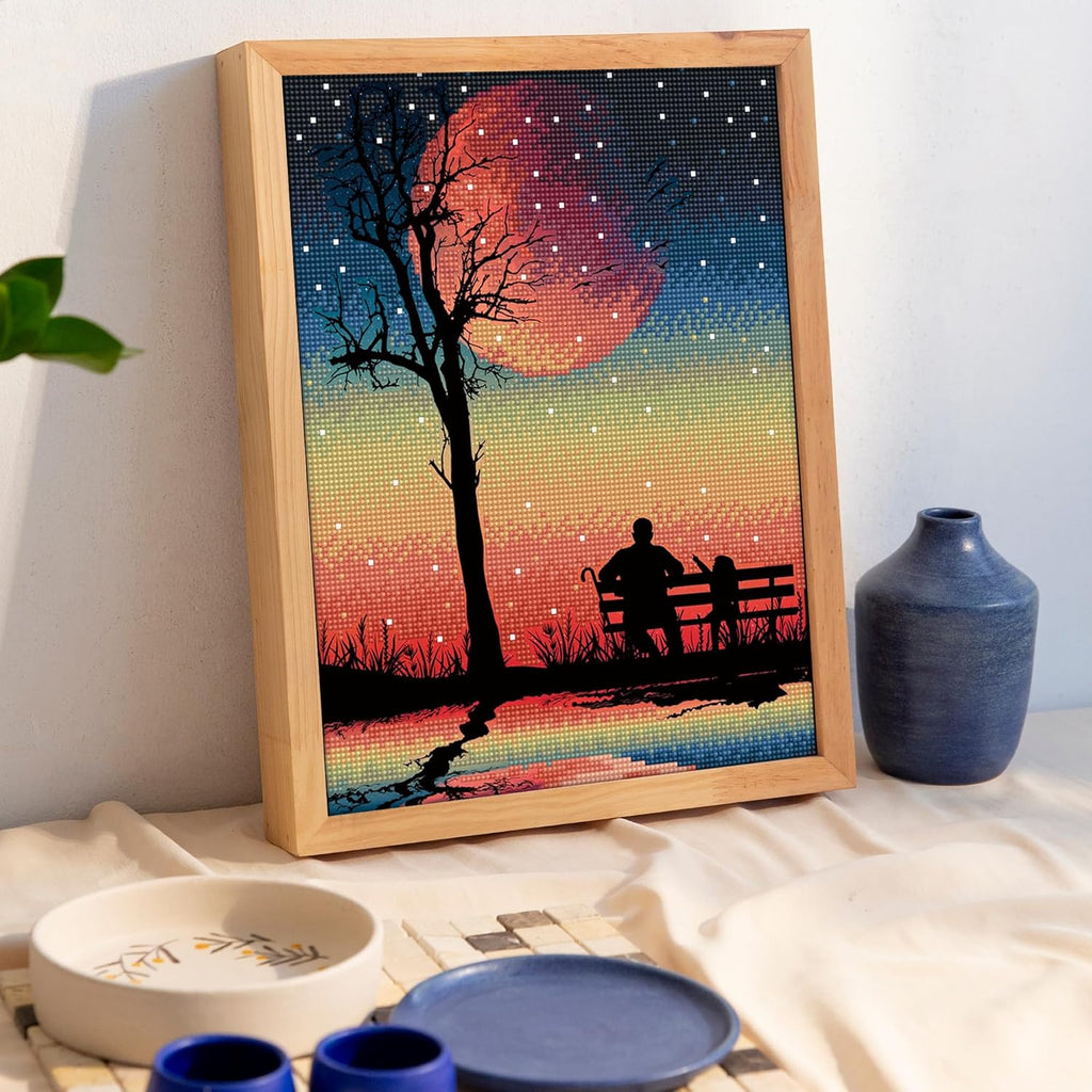 DIAMON DOT Priceles Moment Scener Diamon Paintin Kit fo Adult Diamon Ar Kit Relaxin Creativ Craf Ki wit Dot Gems15.8inchx11.8inch