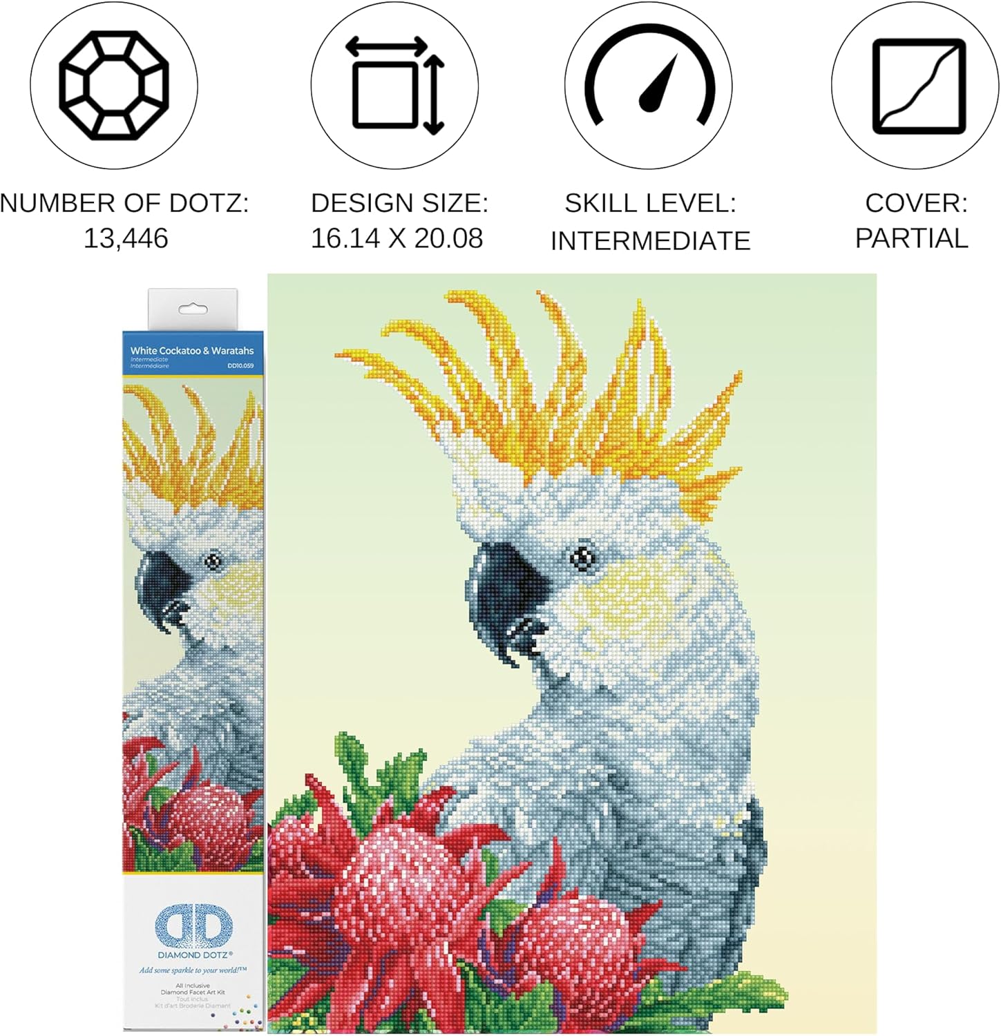 DIAMON DOT Whit Cockato Waratha Bir Diamon Paintin Kit fo Adult Diamon Ar Kit Relaxin Creativ Craf Ki wit Dot Gem 16inchx20inch
