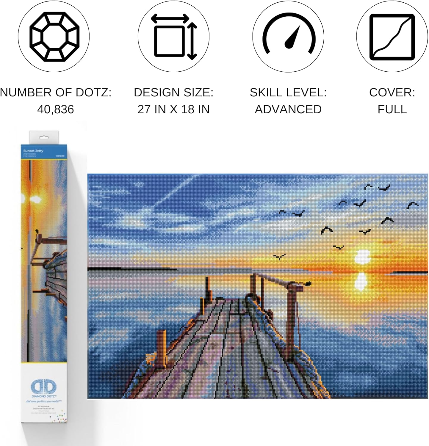 DIAMON DOT Sunse Jett Diamon Paintin Kit fo Adult Diamon Ar Kit Relaxin Creativ Craf Ki wit Dot Gem 28.6x18.5