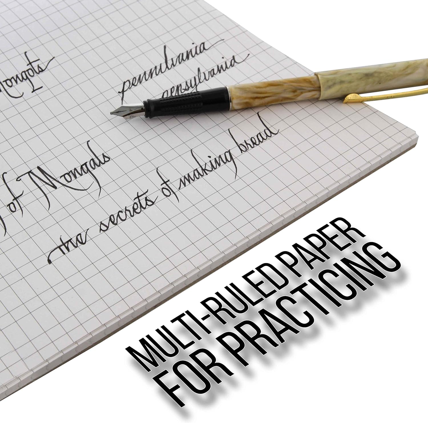 U.S Ar Suppl (Pac o Pads 9inc 12inc Premiu Calligraphi Practic Pape Pad 1 Poun Bon (70gsm) Pa o 50-Sheets Calligraph Pape wit Printe Practic Rul an Slante Grid