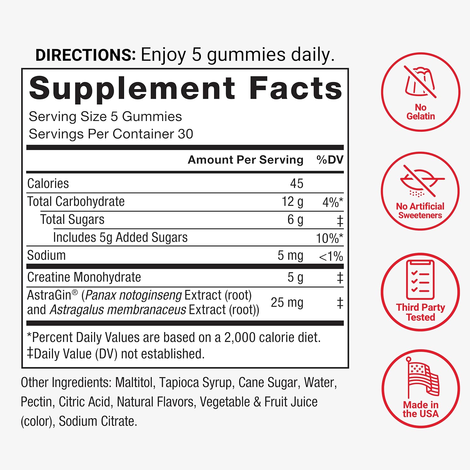 Force Factor Creatine Monohydrate Gummies, 5g Dose for Men Women to Support Muscle, Strength, Recovery, Cognitive Health Memory, Mixed Berry, 150 Gummies