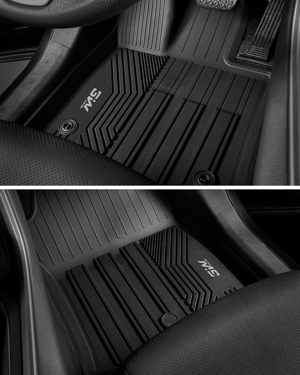3W Floor Mats Fit for Toyota Tundra 2014-2021 (Only for CrewMax Cab), TPE All Weather Custom Fit Floor Liner for Tundra Accessories SR5/TRD/Limited 1st and 2nd Row Full Set Car Mats Easy Clean, Black
