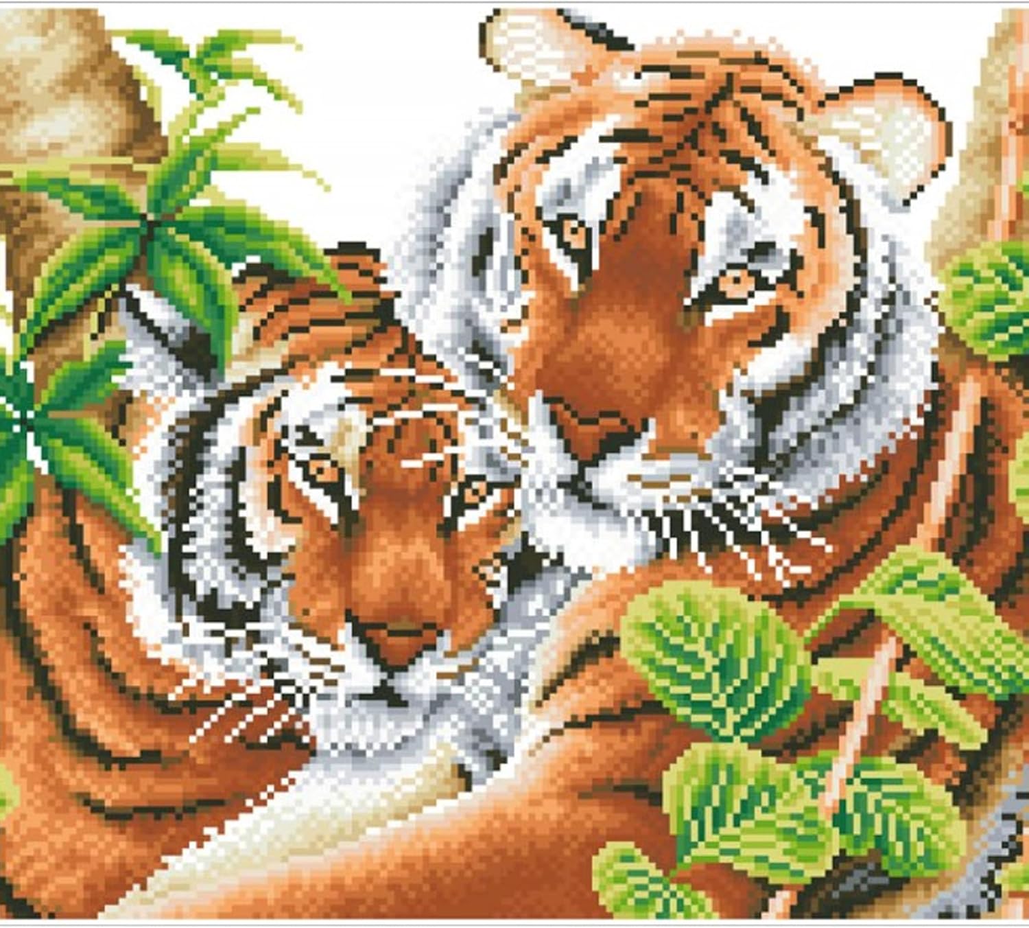 DIAMON DOT Tende Tiger Anima Diamon Paintin Kit fo Adult Diamon Ar Kit Relaxin Creativ Craf Ki wit Dot Gem 14.5inchx20.5inch