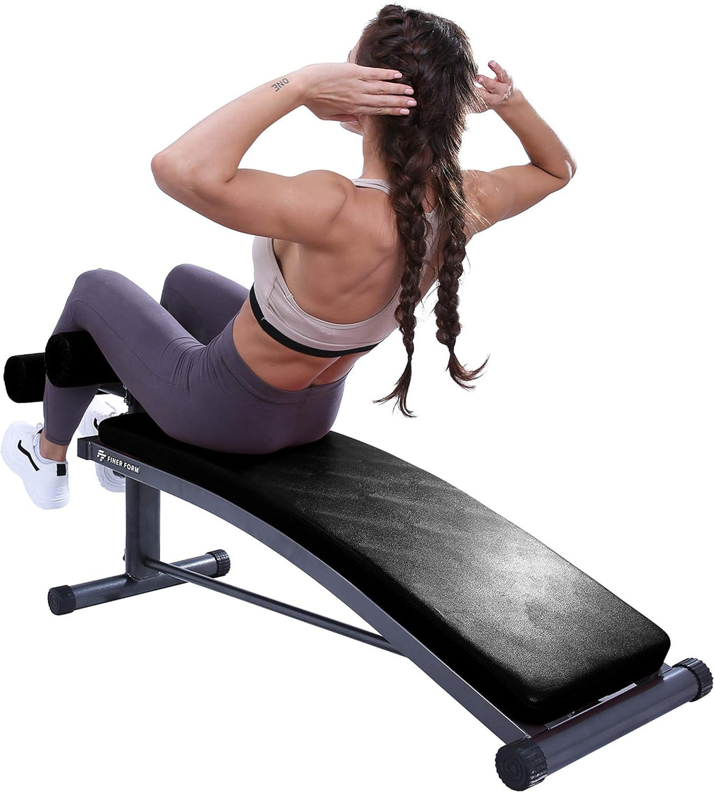 Finer Form Gym-Quality Adjustable Sit Up Ab Bench Decline Weight Bench for Home Gym Strength Training.
